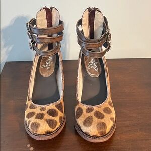 Freebird by Steven Leopard Print Ankle Boots with Brown Straps